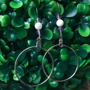handmade artisan white coral hoop earrings
